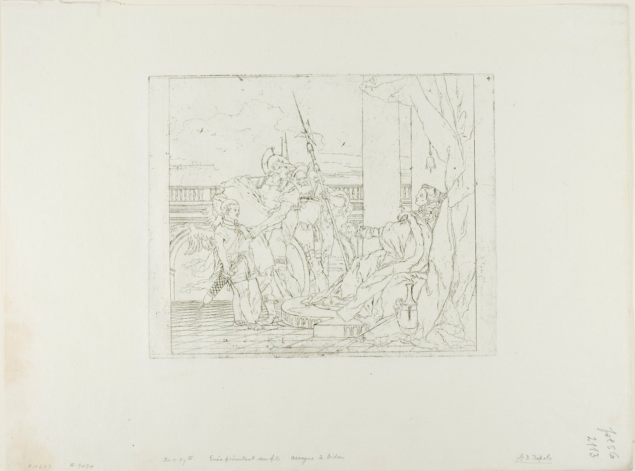 Aeneas Introduceert Zijn Zoon Ascanius aan Dido door Giovanni Domenico Tiepolo