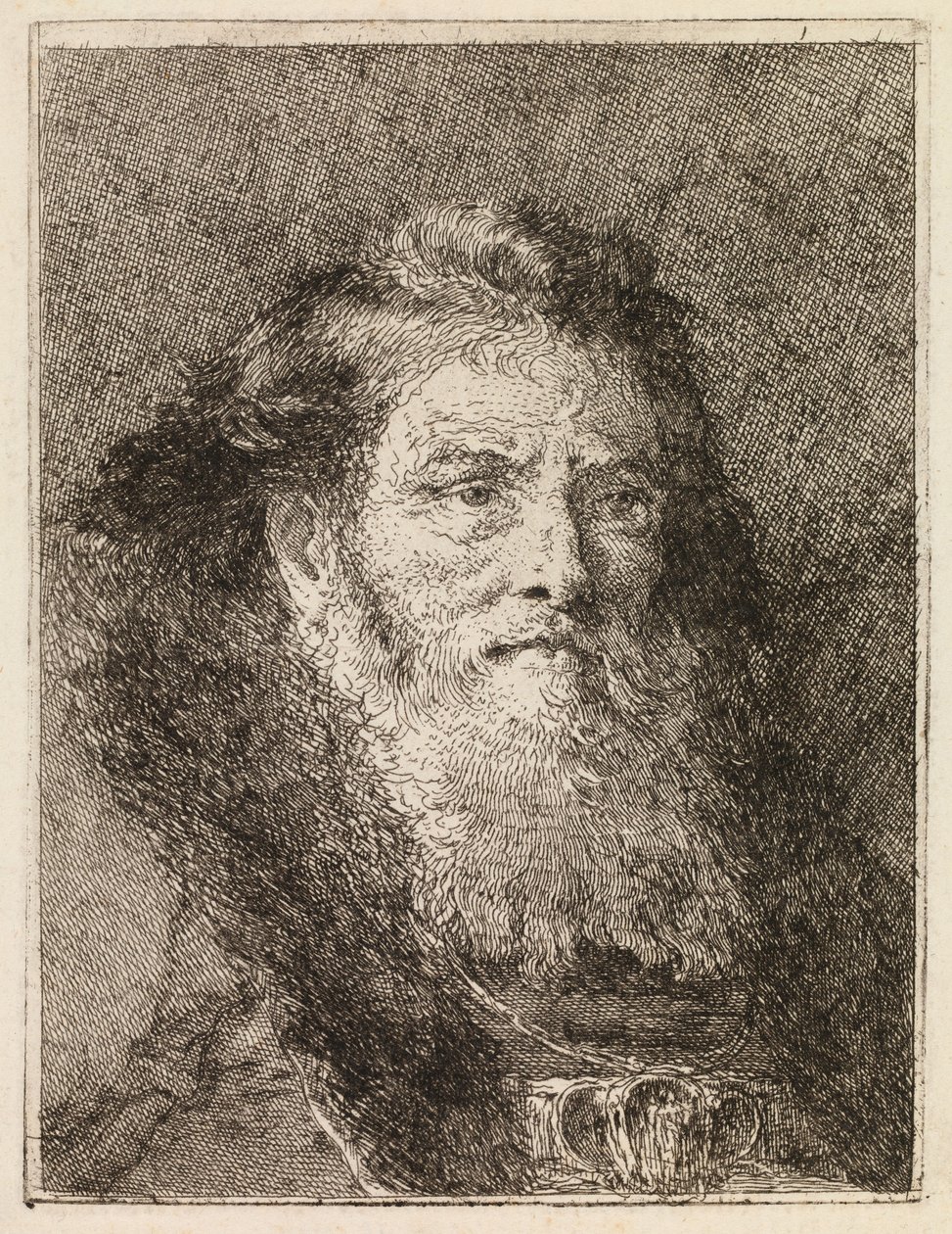 Man met onbedekt hoofd naar rechts gewend door Giovanni Domenico Tiepolo