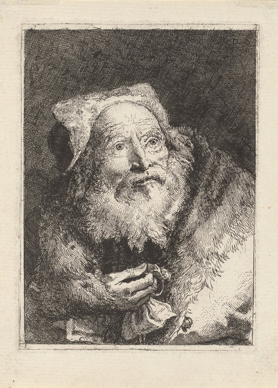 Oude Man met een Armband, uit de Raccolta di Teste door Giovanni Domenico Tiepolo
