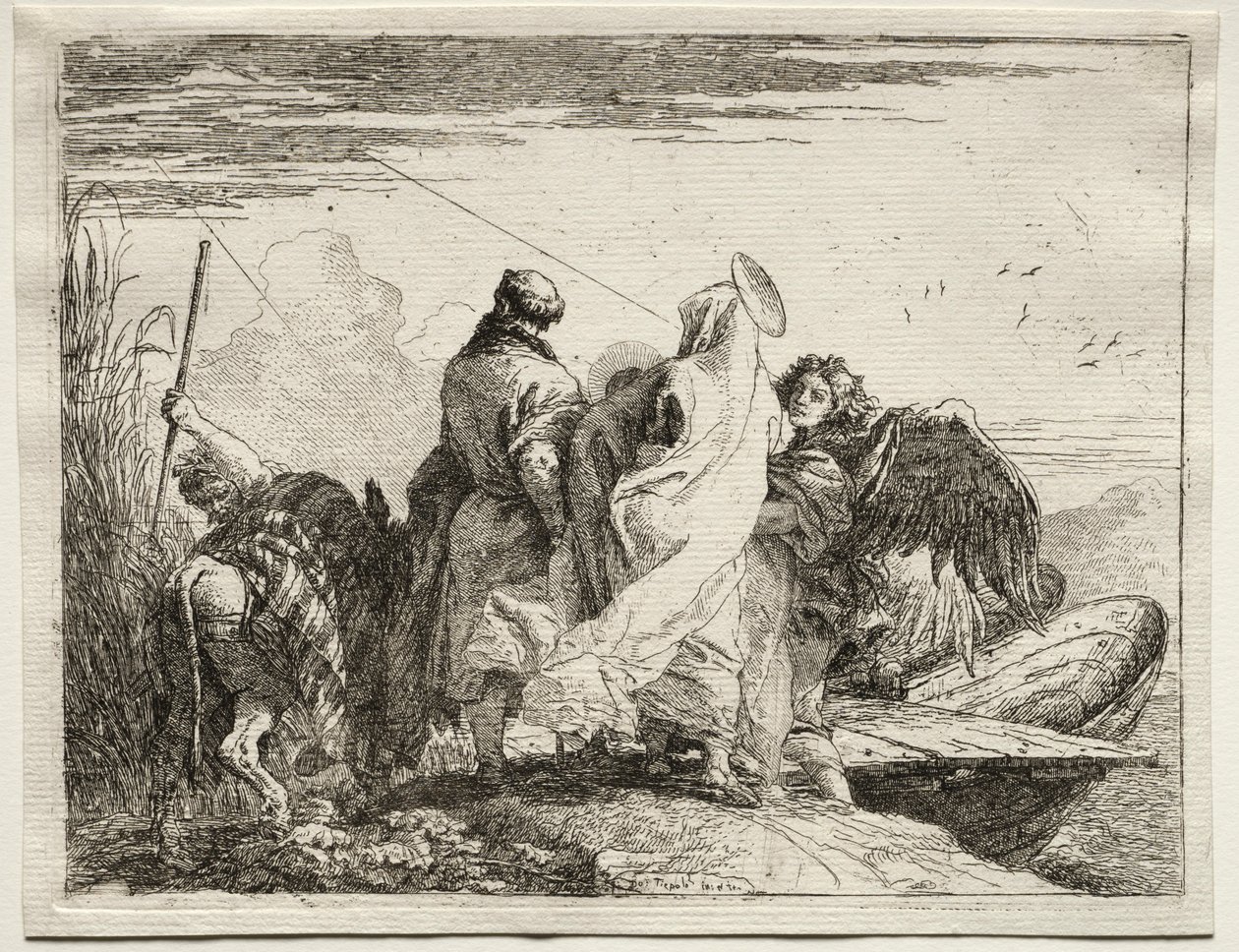Vlucht naar Egypte: De Heilige Familie verlaat de kust door Giovanni Domenico Tiepolo