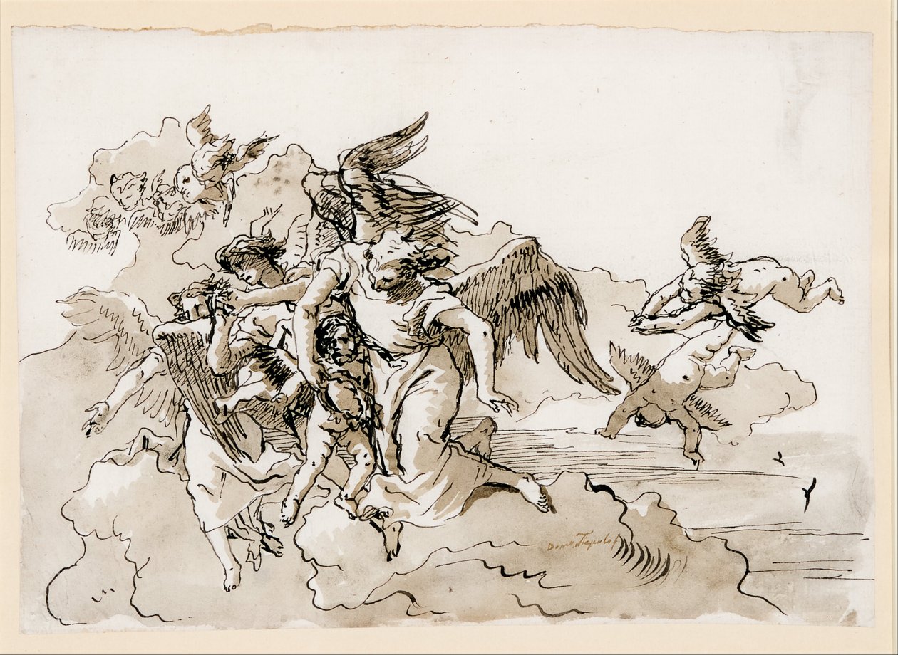 Flying Angels en Putti door Giovanni Domenico Tiepolo