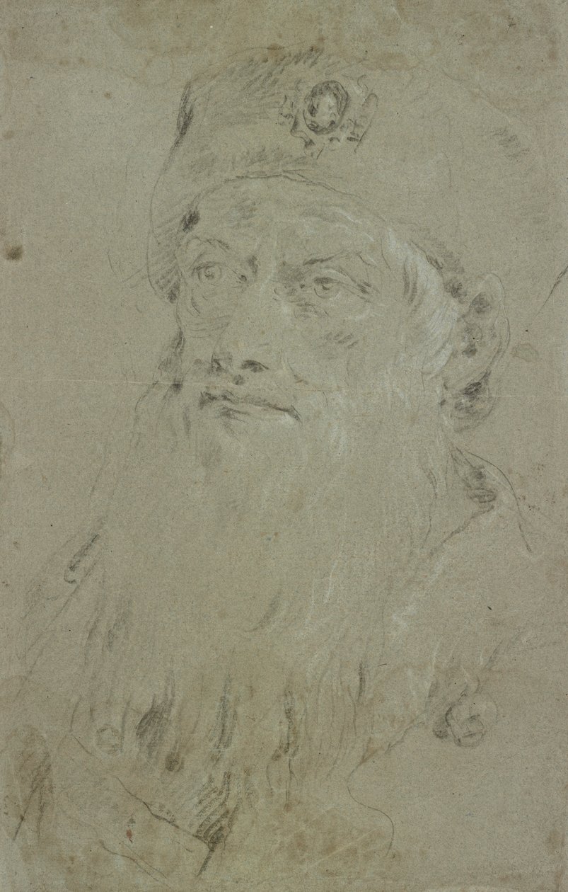 Hoofd van een bebaarde oosterling door Giovanni Domenico Tiepolo