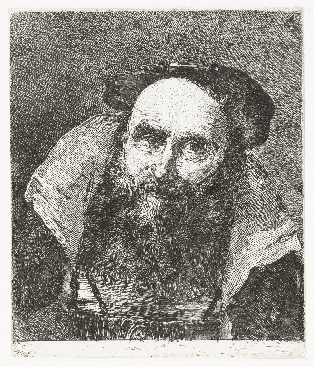 Lachende oude man door Giovanni Domenico Tiepolo