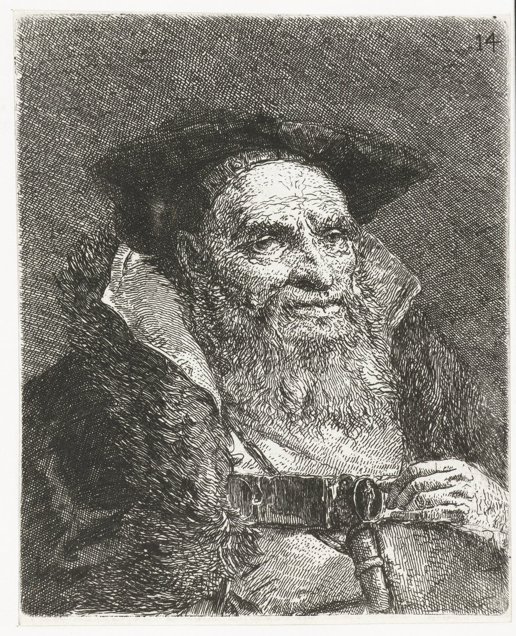 Man met baret door Giovanni Domenico Tiepolo