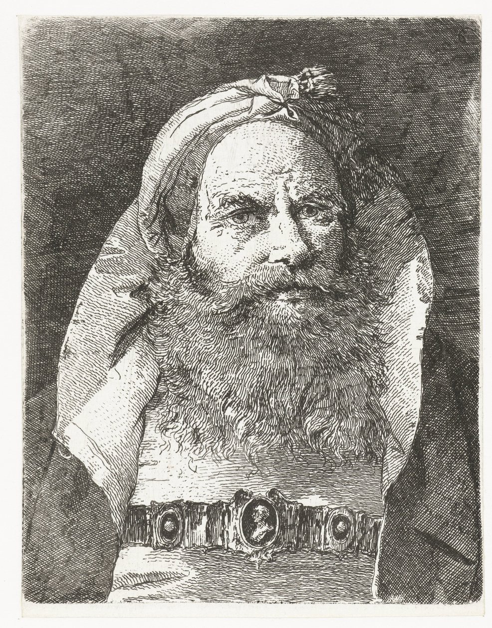 Man met kleine tulband door Giovanni Domenico Tiepolo