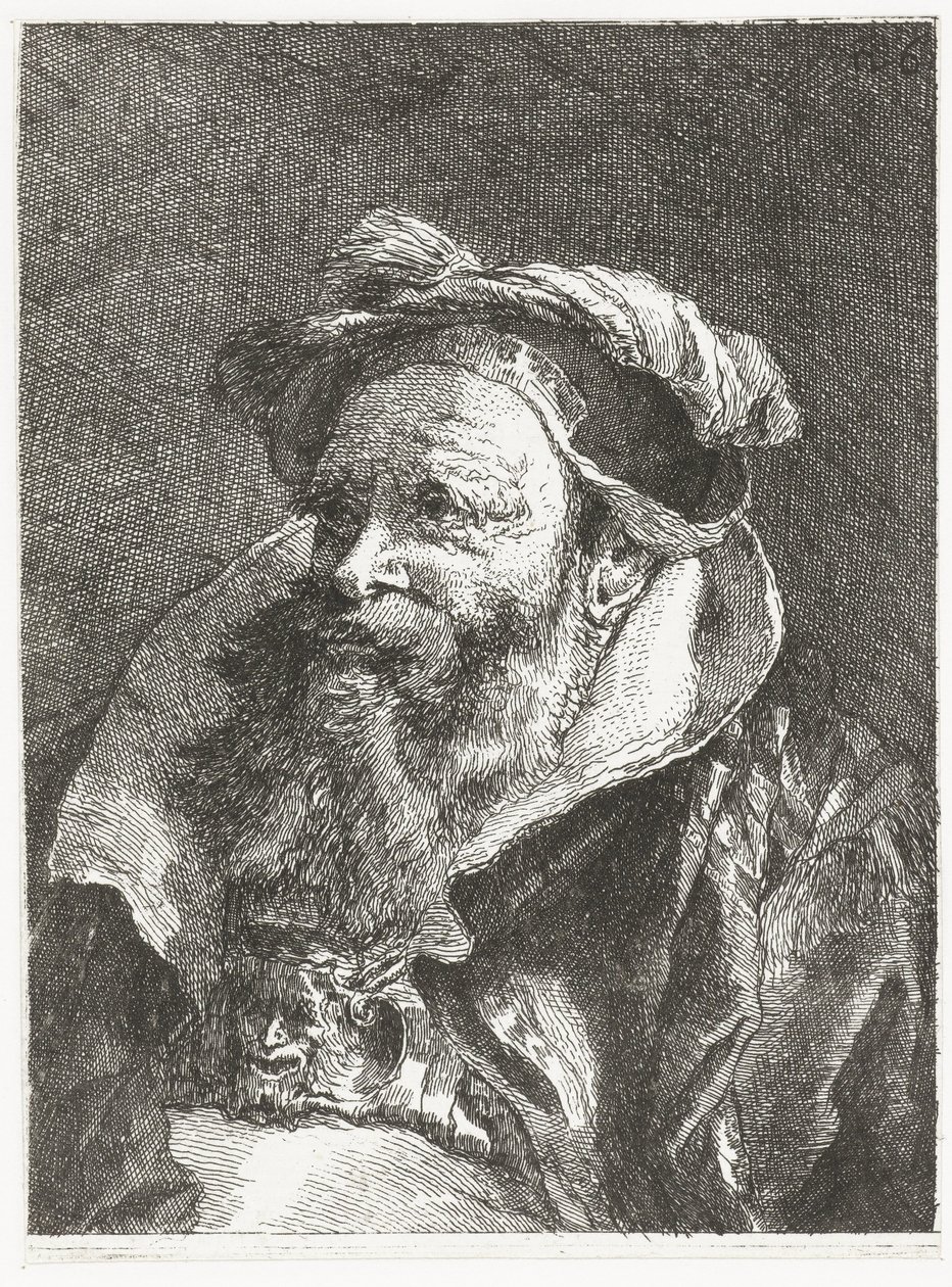 Man met saterkop op gesp door Giovanni Domenico Tiepolo