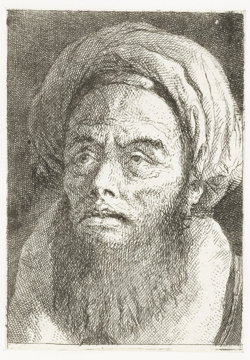 Man met tulband door Giovanni Domenico Tiepolo