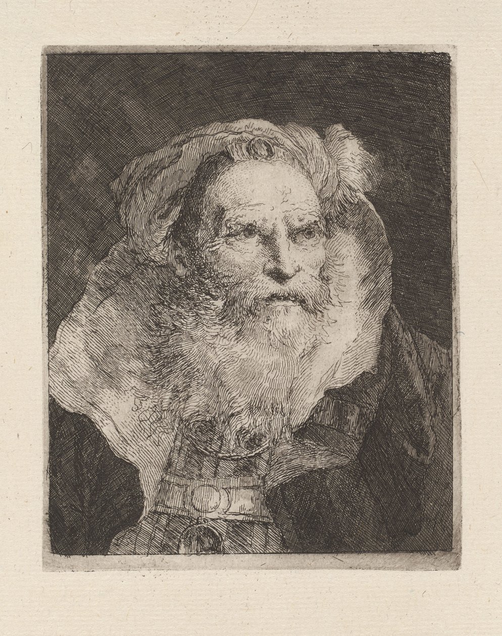 Mediterende oude man, uit de Raccolta di Teste (Verzameling van hoofden) door Giovanni Domenico Tiepolo