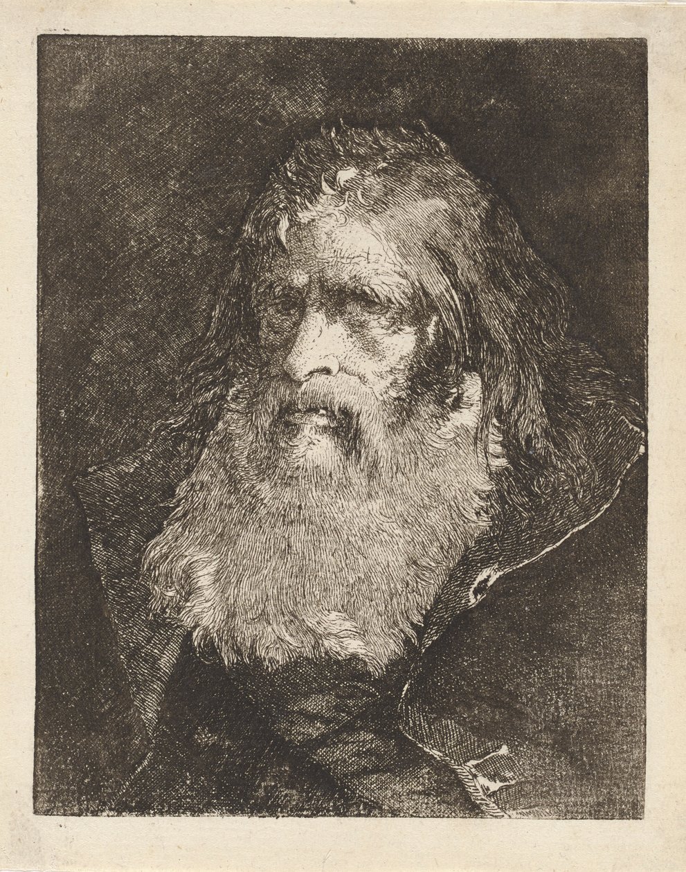 Oude man met kaal hoofd, uit de Raccolta di Teste (Collectie van Hoofden) door Giovanni Domenico Tiepolo