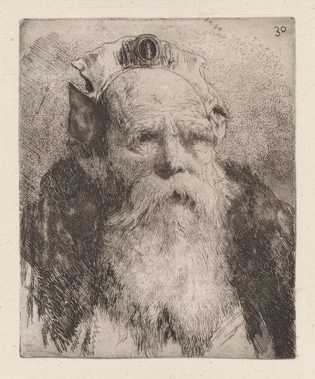 Oude man met baard, uit de Raccolta di Teste (Verzameling van hoofden) door Giovanni Domenico Tiepolo