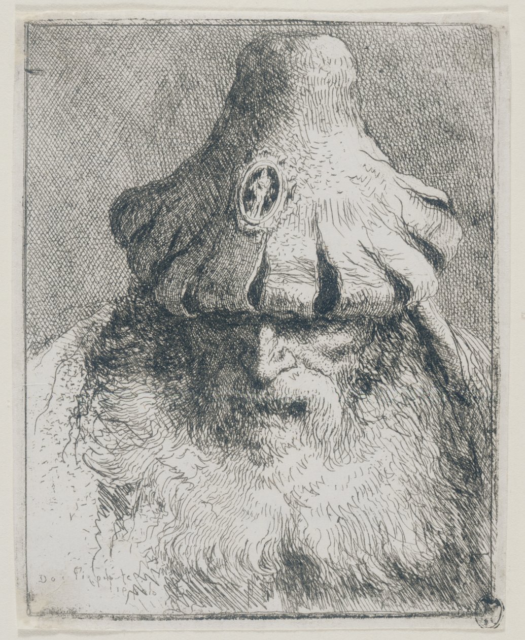 Oude man met een puntmuts door Giovanni Domenico Tiepolo