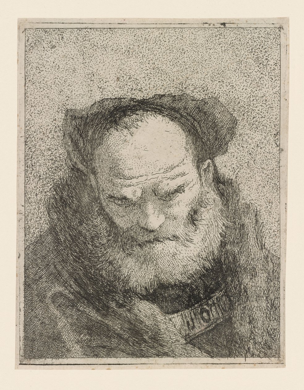 Oude man met een baard, uit de Raccolta di Teste (Verzameling van hoofden) door Giovanni Domenico Tiepolo