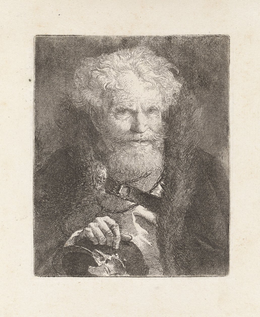Oude man met een helm, uit de Raccolta di Teste (Verzameling van hoofden) door Giovanni Domenico Tiepolo