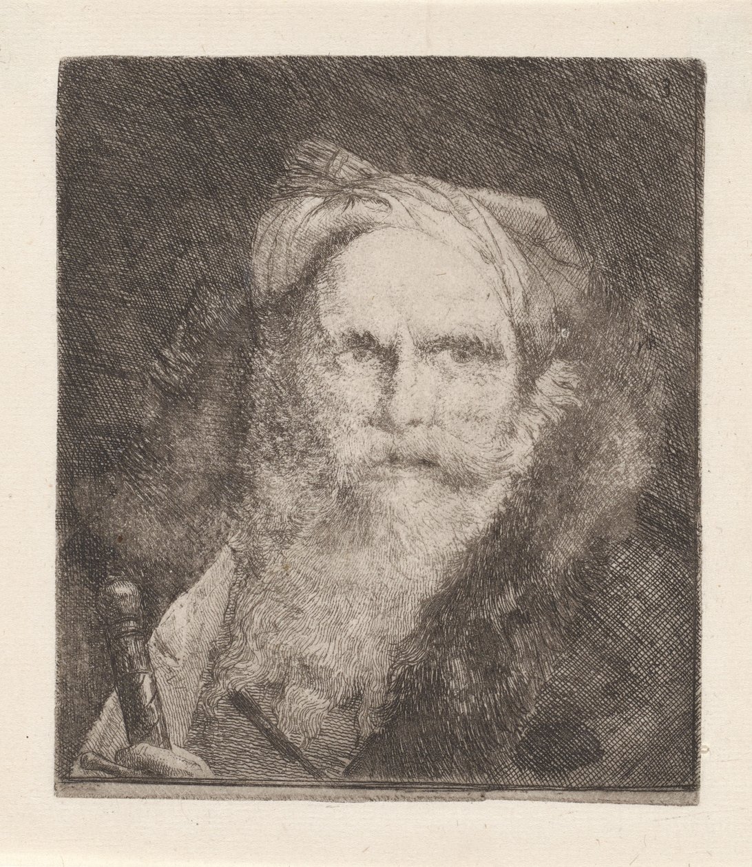 Oude man met een zwaard, uit de Raccolta di Teste (Verzameling van hoofden) door Giovanni Domenico Tiepolo