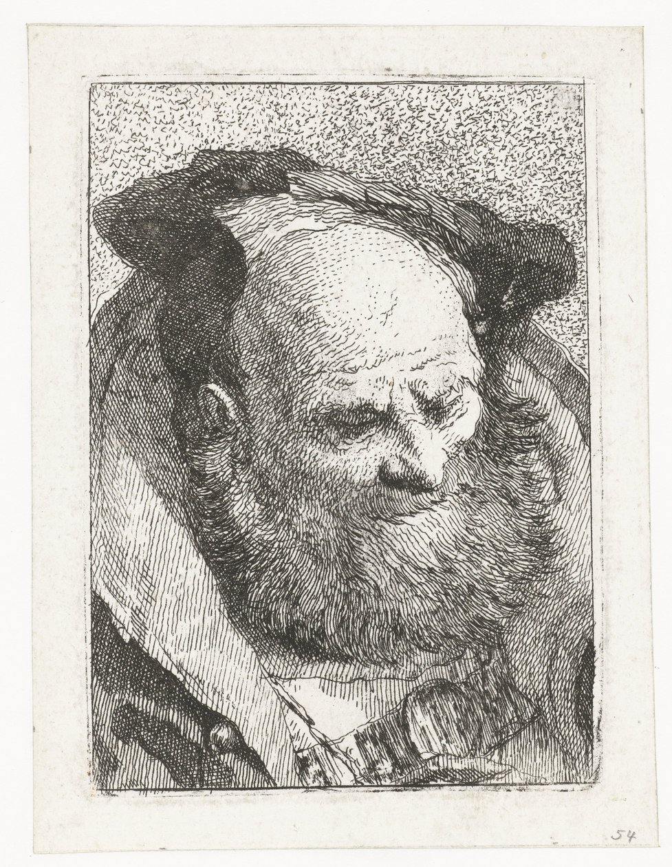 Oude man met baard door Giovanni Domenico Tiepolo