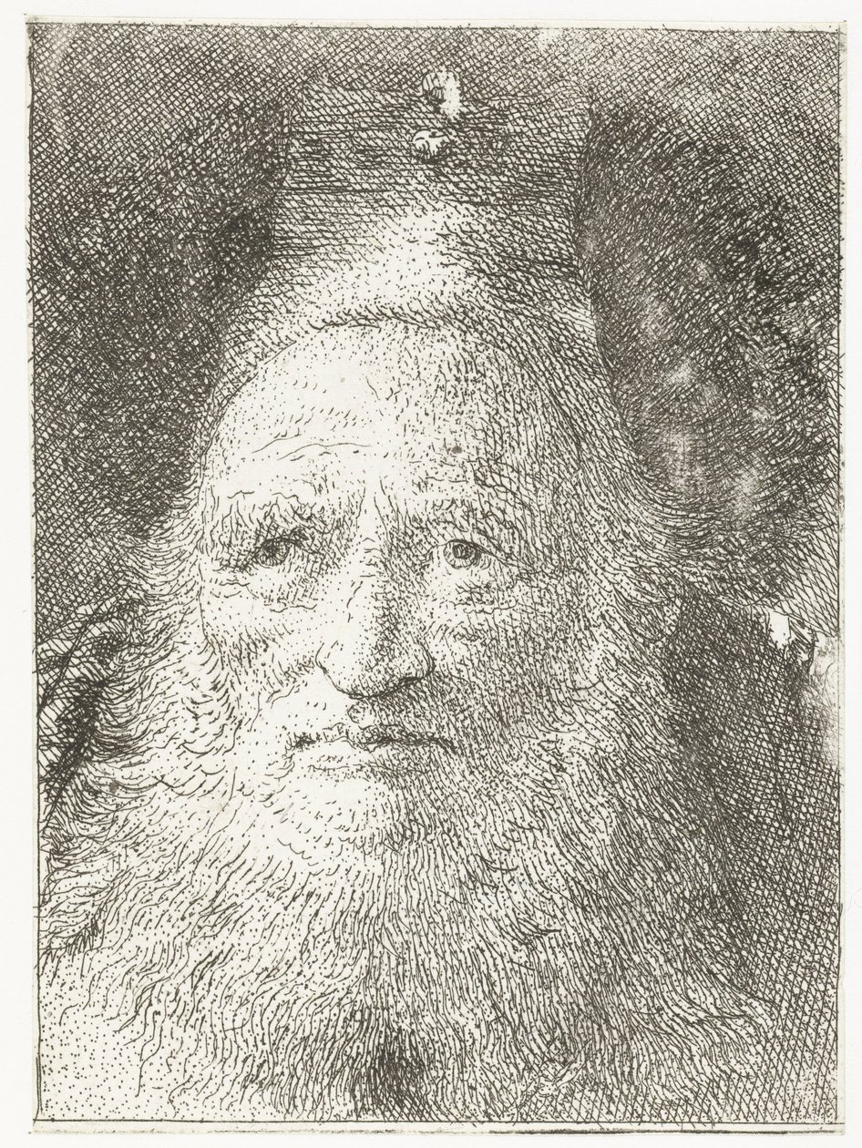 Oude man met bontmuts door Giovanni Domenico Tiepolo