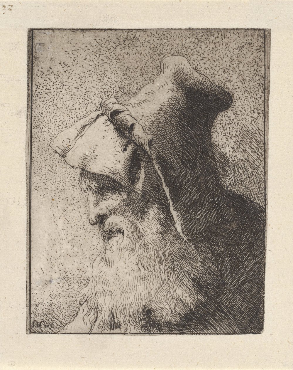 Profiel van een bebaarde oudere man, uit de Raccolta di Teste (Verzameling van hoofden) door Giovanni Domenico Tiepolo