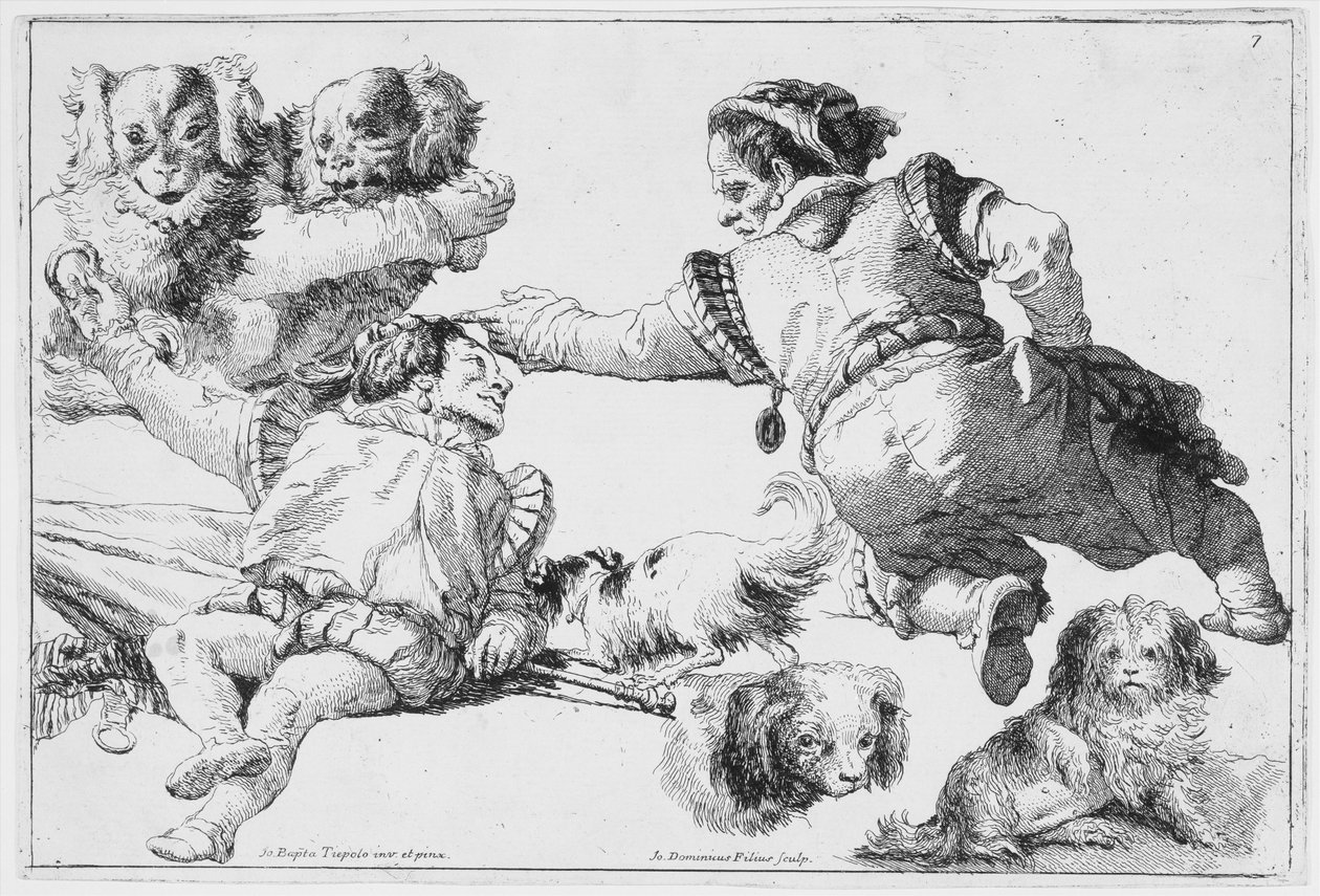 Studies van Dwergen en Honden door Giovanni Domenico Tiepolo