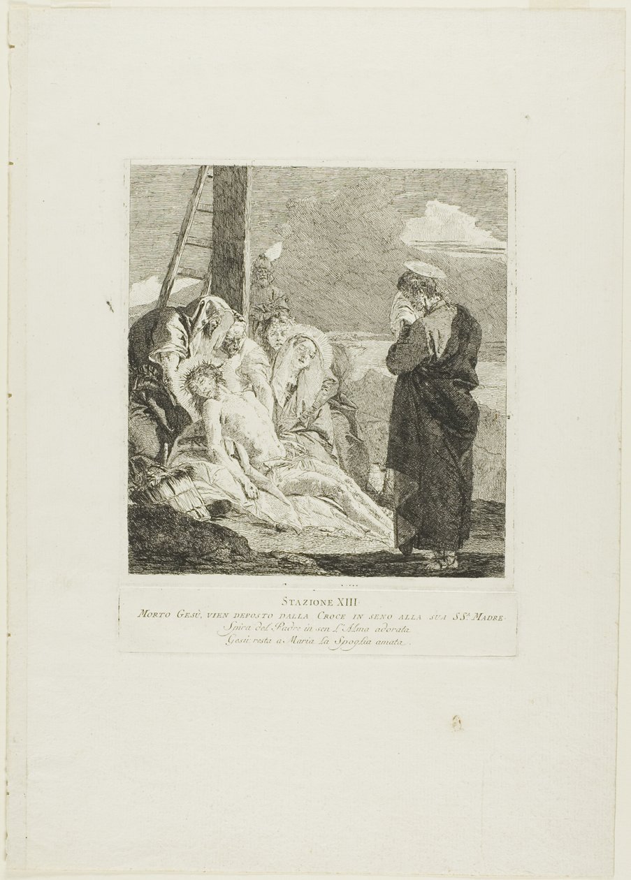 De Afneming, plaat dertien uit Kruiswegstaties door Giovanni Domenico Tiepolo