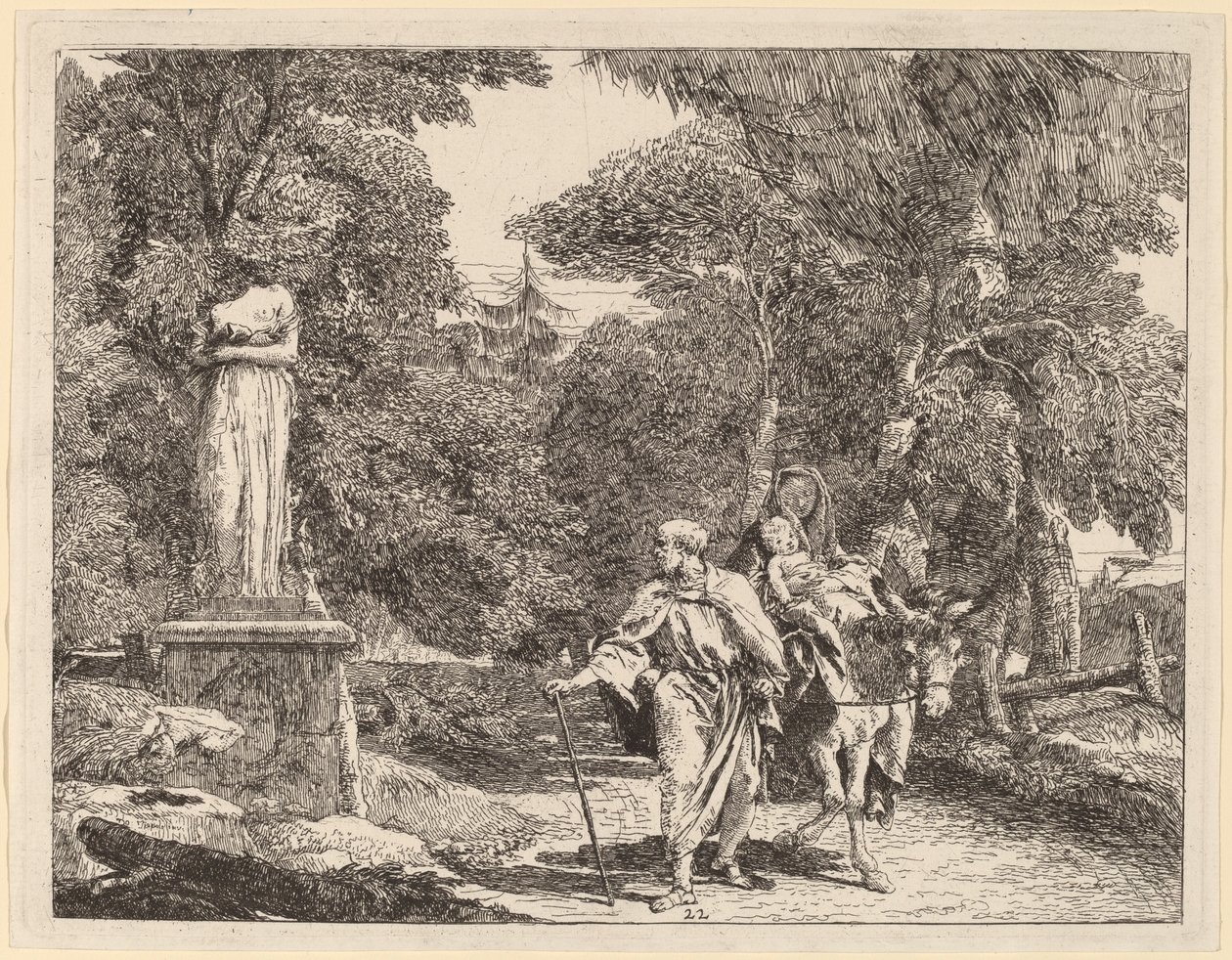 De episode van het vallende idool door Giovanni Domenico Tiepolo
