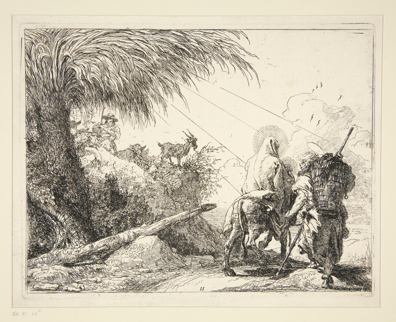 De Heilige Familie op een Rotsachtig Pad, uit de serie Idee pittoresche sulla fuga in Egitto door Giovanni Domenico Tiepolo