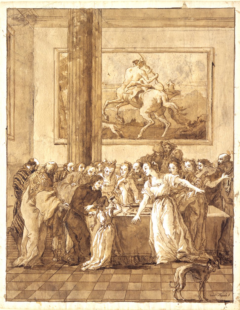 De jonge Maagd aanvaardt het scharlaken en het zuivere purper door Giovanni Domenico Tiepolo