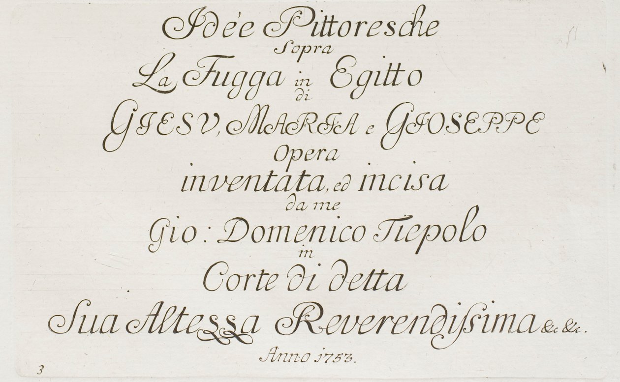 Titelpagina van De vlucht naar Egypte door Giovanni Domenico Tiepolo