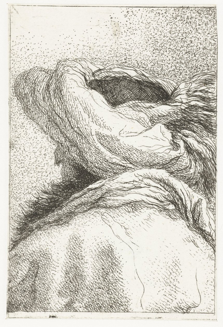 Turkse man met afgewend hoofd met tulband door Giovanni Domenico Tiepolo