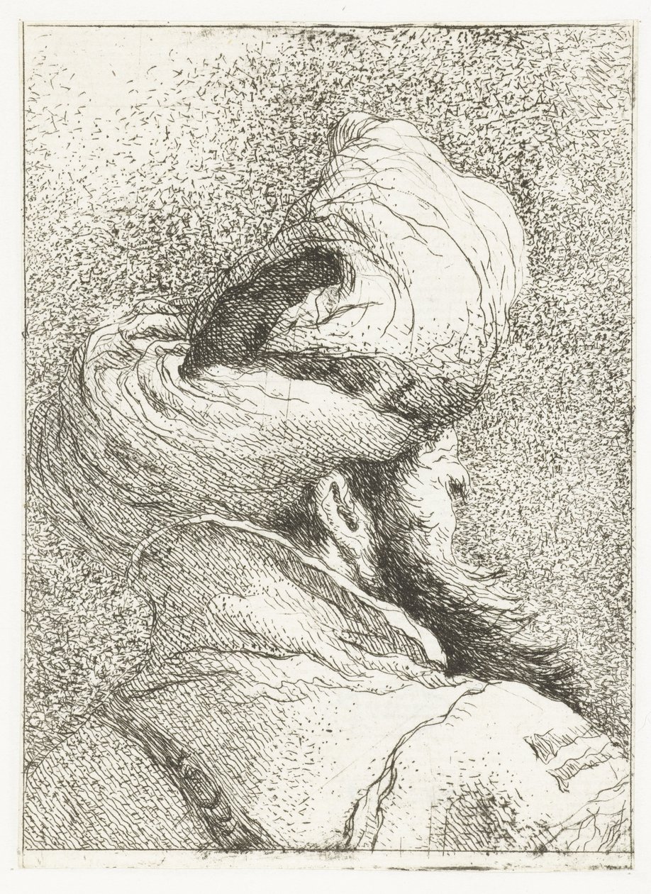 Turkse man met tulband door Giovanni Domenico Tiepolo