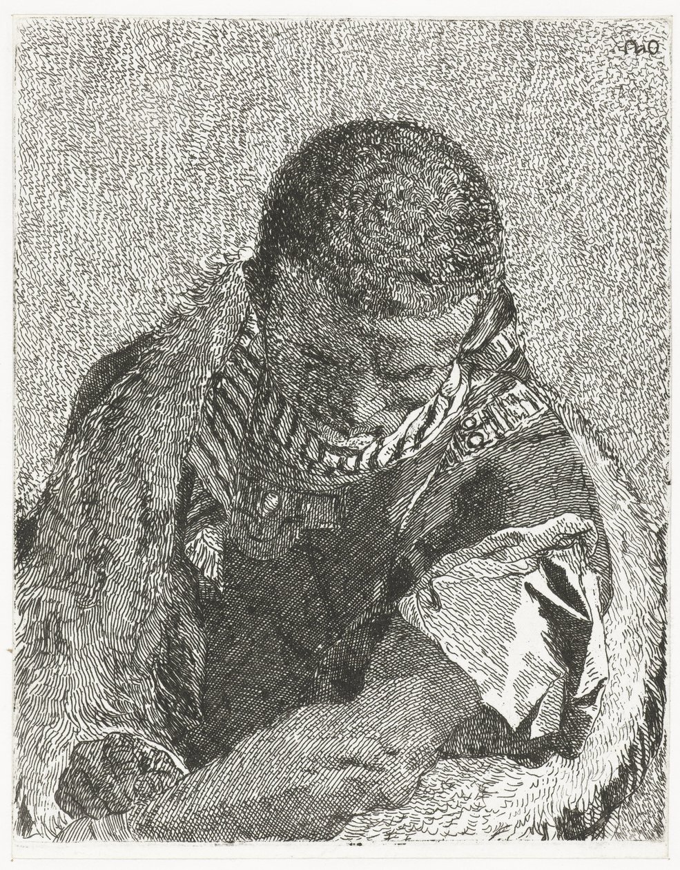 Zwarte jongen met gebogen hoofd door Giovanni Domenico Tiepolo