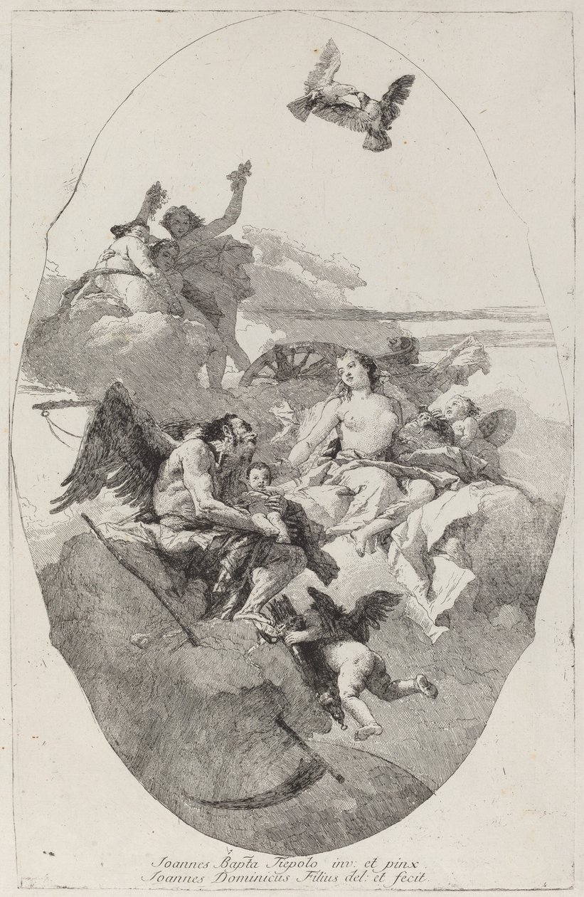 Venus Vertrouwt Cupido toe aan de Tijd door Giovanni Domenico Tiepolo after Giovanni Battista Tiepolo