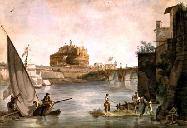 Het mausoleum van Hadrianus in de Castel St. Angelo in Rome door Giovanni and Ducros Abraham Volpato