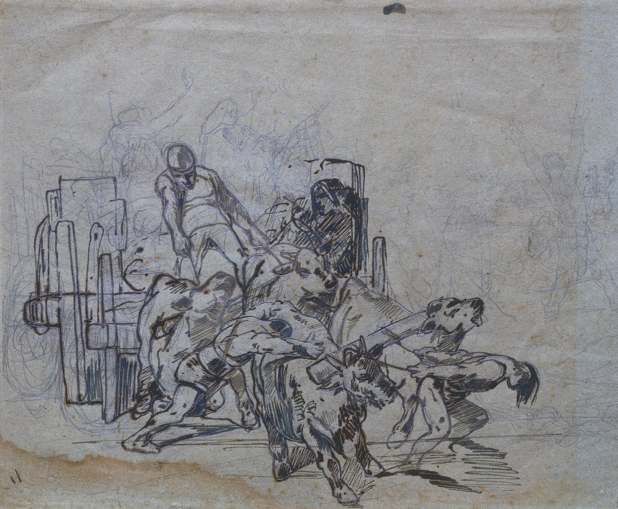 Kar met vier ossen door Giovanni Fattori