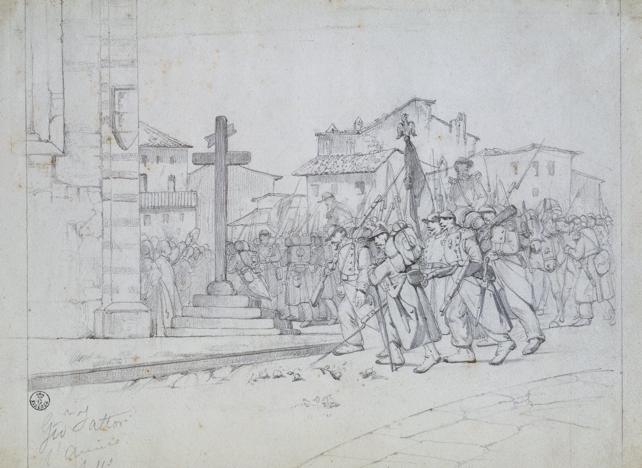 Binnenkomst van de Franse troepen in Livorno door Giovanni Fattori