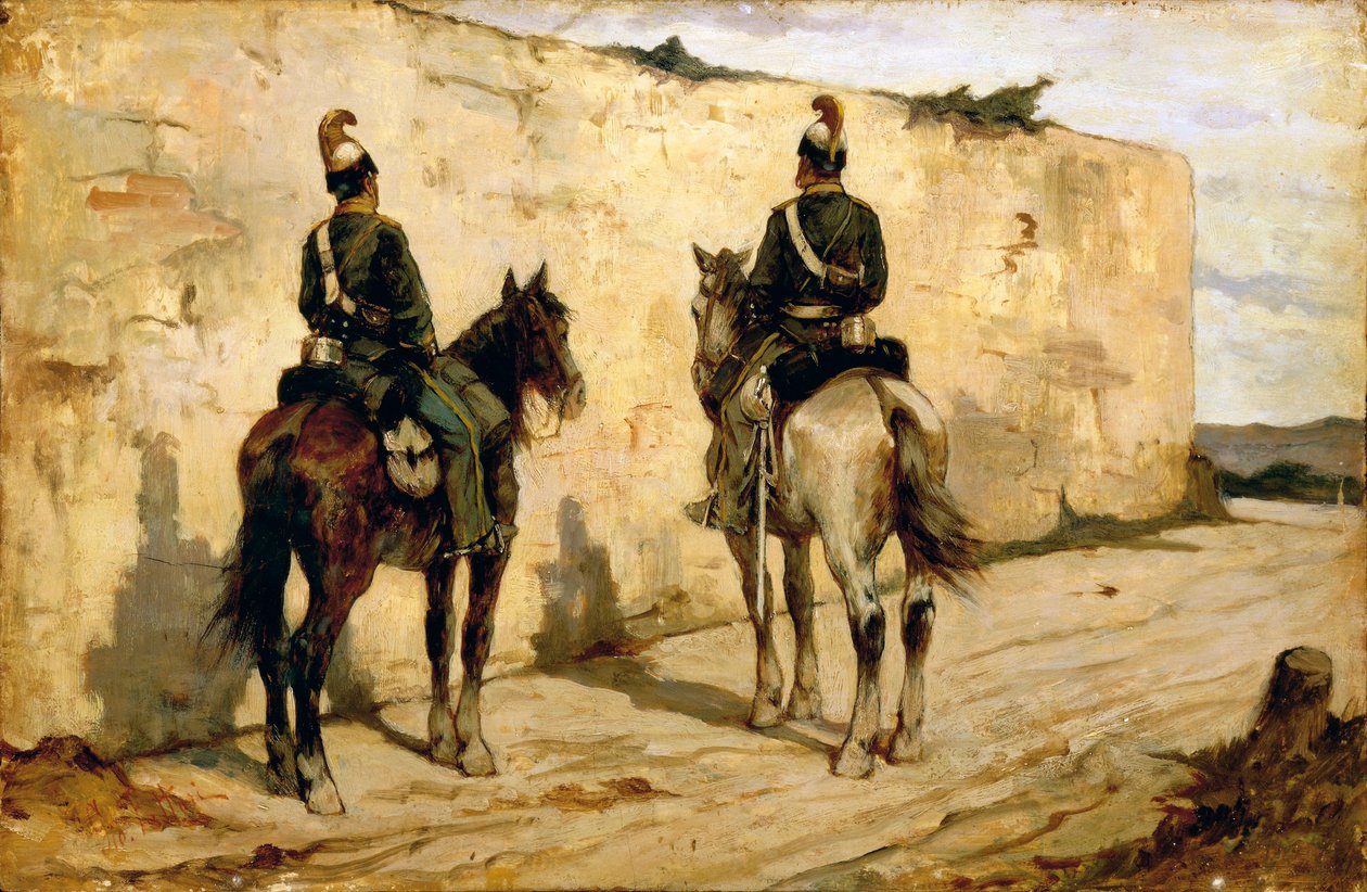 Schilderij van Lichte Cavaleristen door Giovanni Fattori