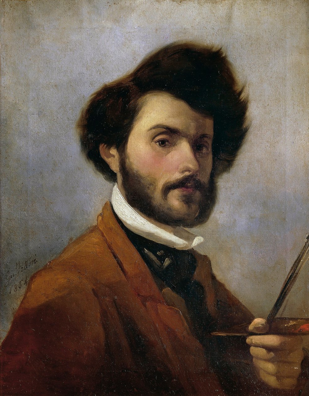 Italië, Florence, Zelfportret op 29-jarige leeftijd door Giovanni Fattori