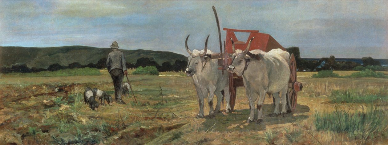 Ossenkar in de Toscaanse Maremma door Giovanni Fattori
