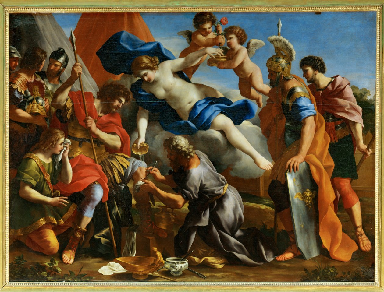 Venus giet dictam op de wonden van Aeneas ... door Giovanni Francesco (1610-62) Romanelli
