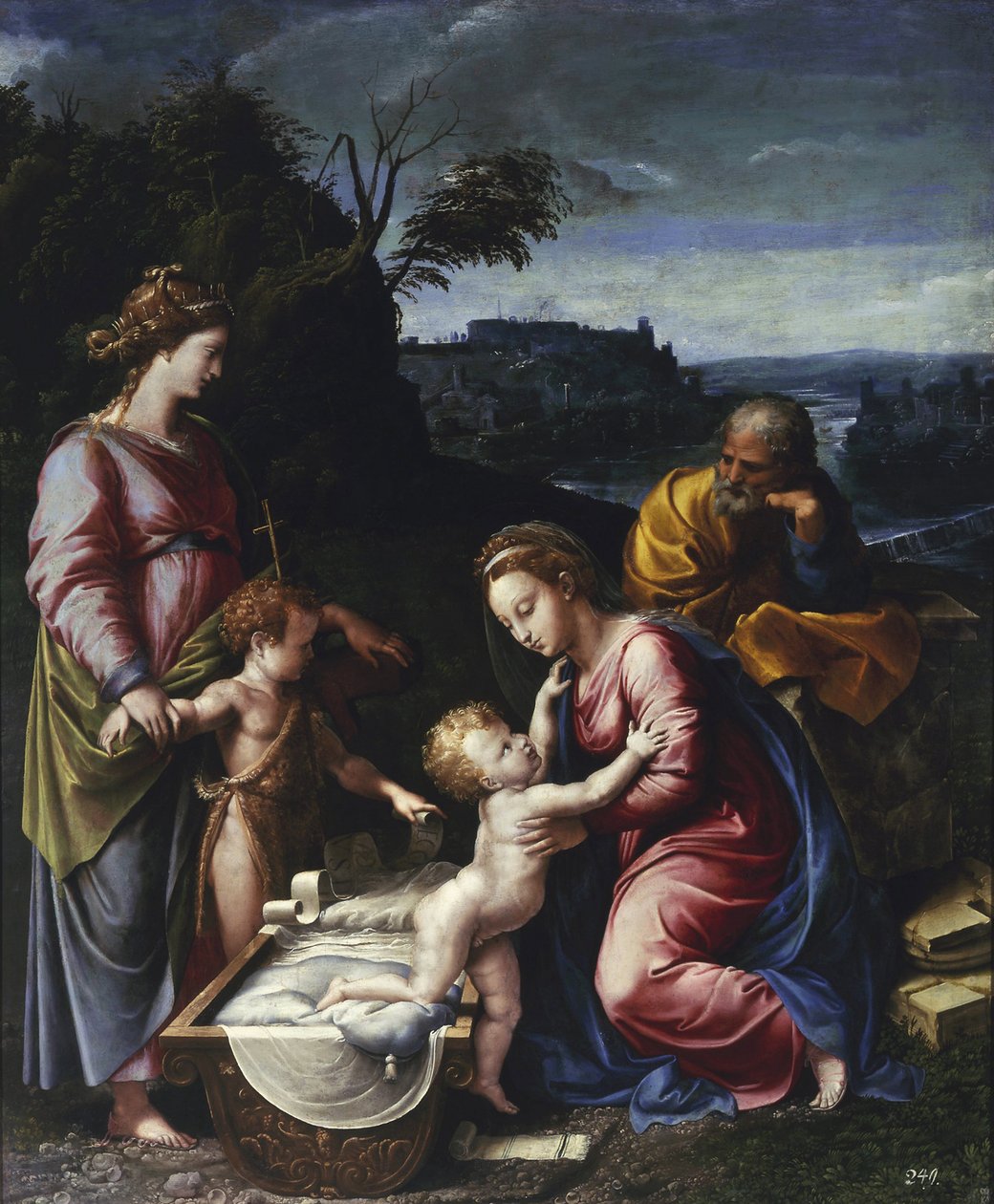 De Heilige Familie met de jonge Johannes de Doper en Sint-Catharina door Giovanni Francesco (c.1488 1528) Penni