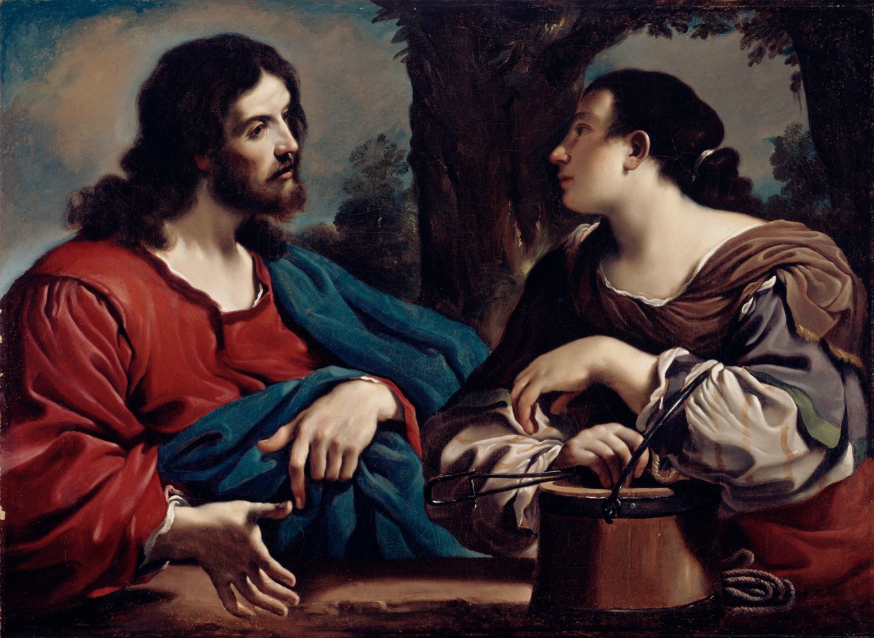 Christus en de vrouw van Samaria, ca. 1620 door Giovanni Francesco Barbieri