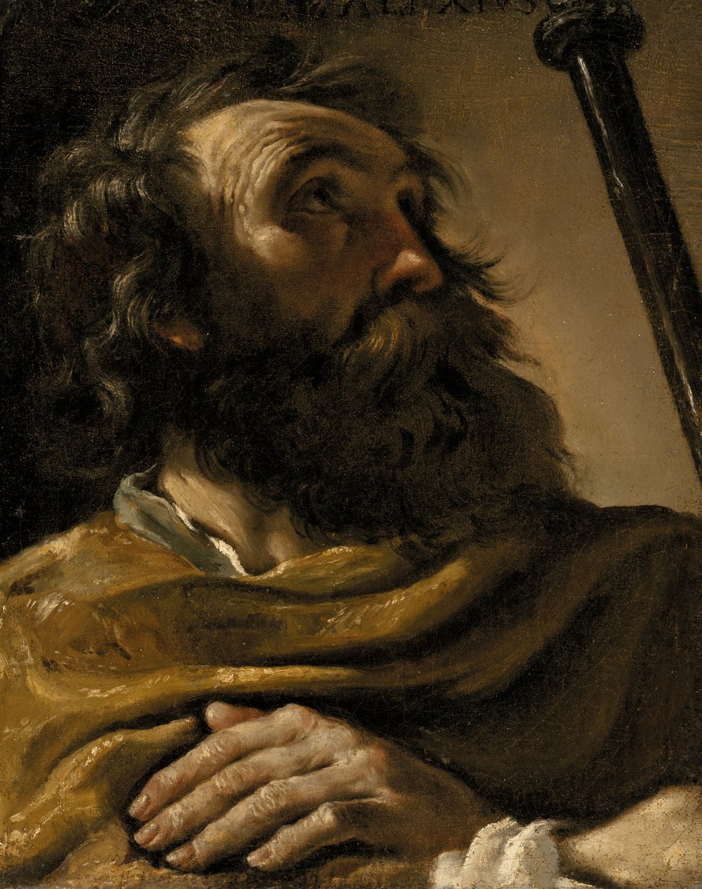 Sint Alexius in een bruine omslagdoek, met een staf in de hand door Giovanni Francesco Barbieri