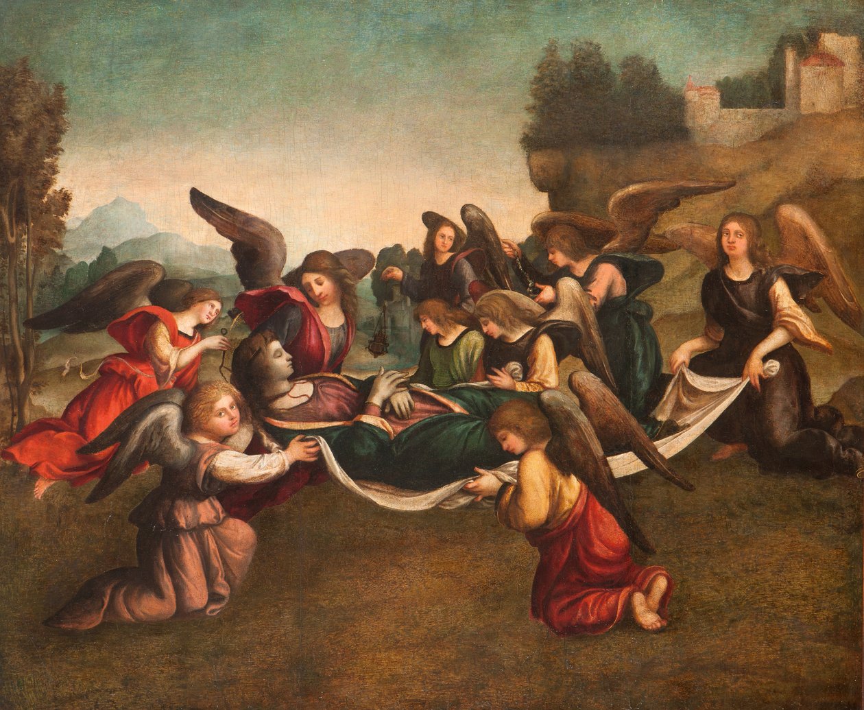 De Begrafenis van de Maagd (na restauratie) door Giovanni Francesco Caroto