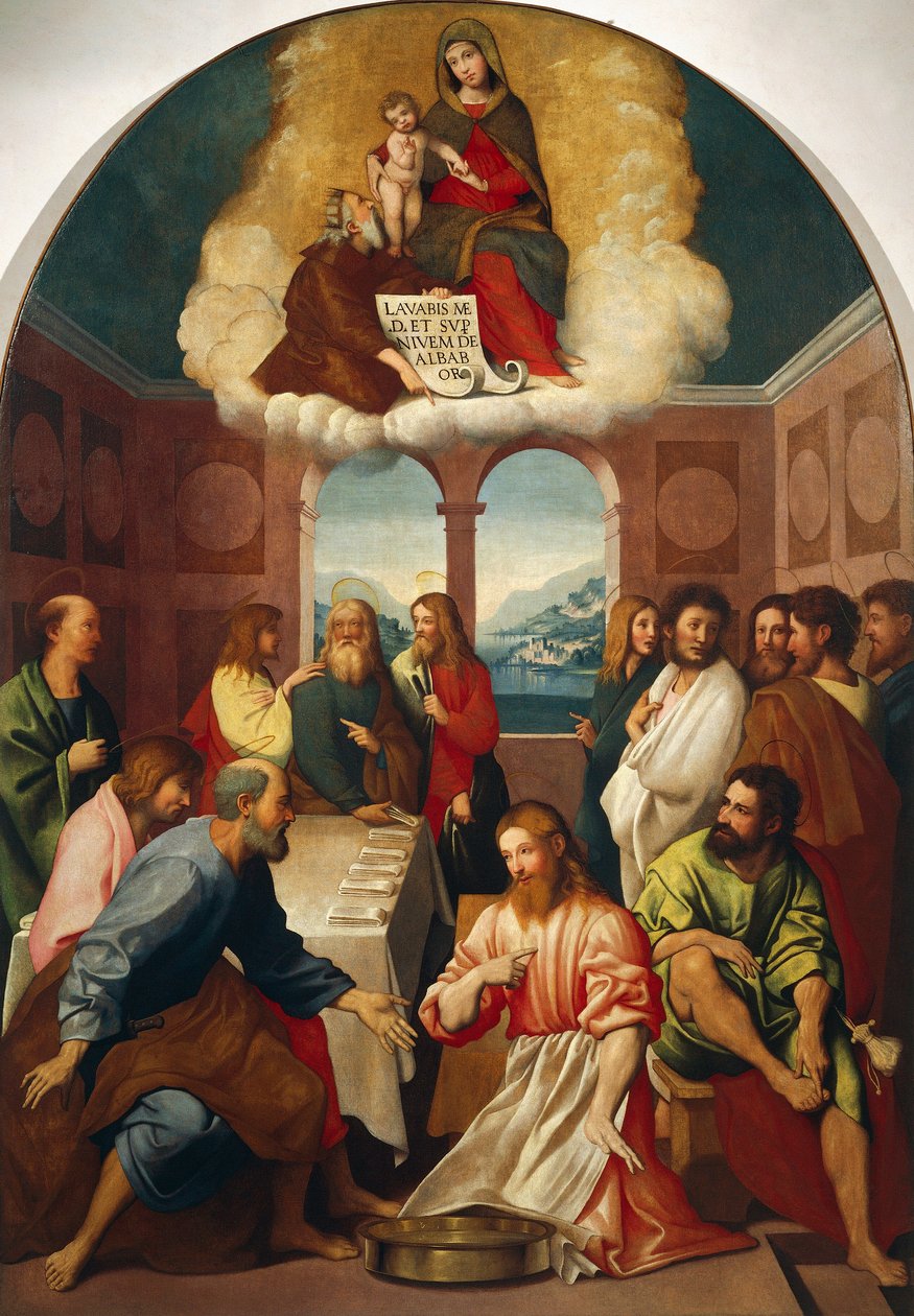 Het wassen van de voeten door Giovanni Francesco Caroto