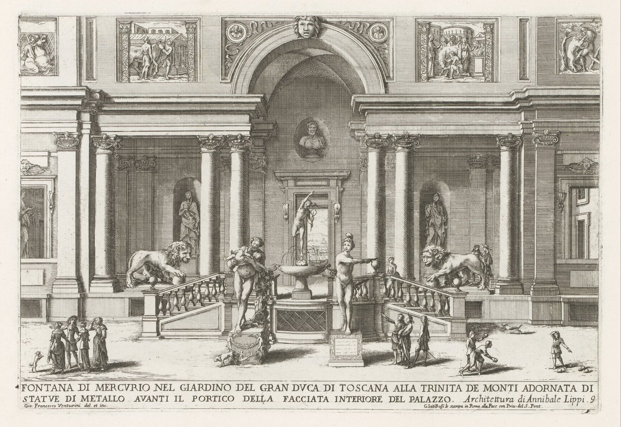 Loggia en tuin van de Villa Medici te Rome door Giovanni Francesco Venturini