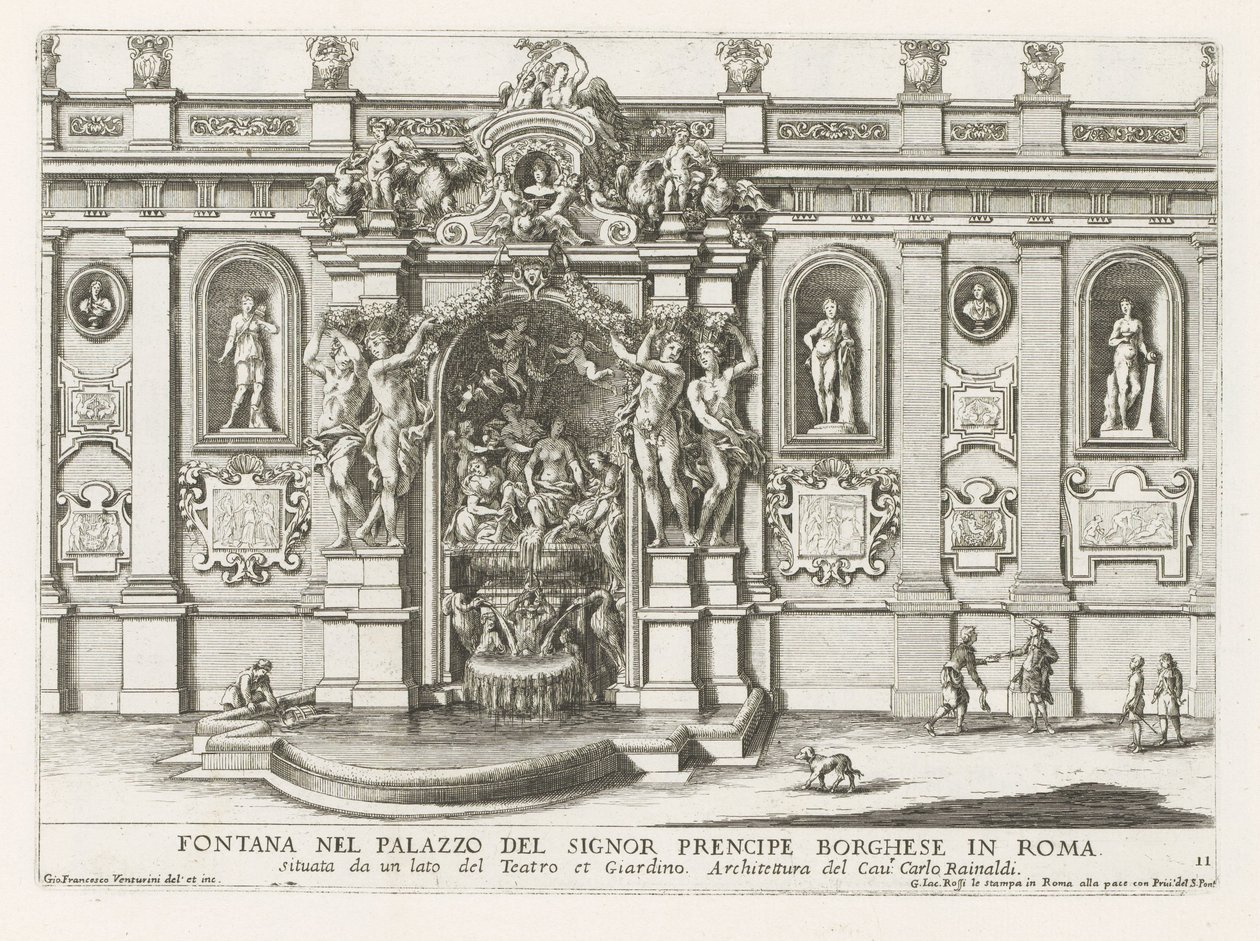 Nymphaeum in de binnenplaats van het Palazzo Borghese te Rome door Giovanni Francesco Venturini
