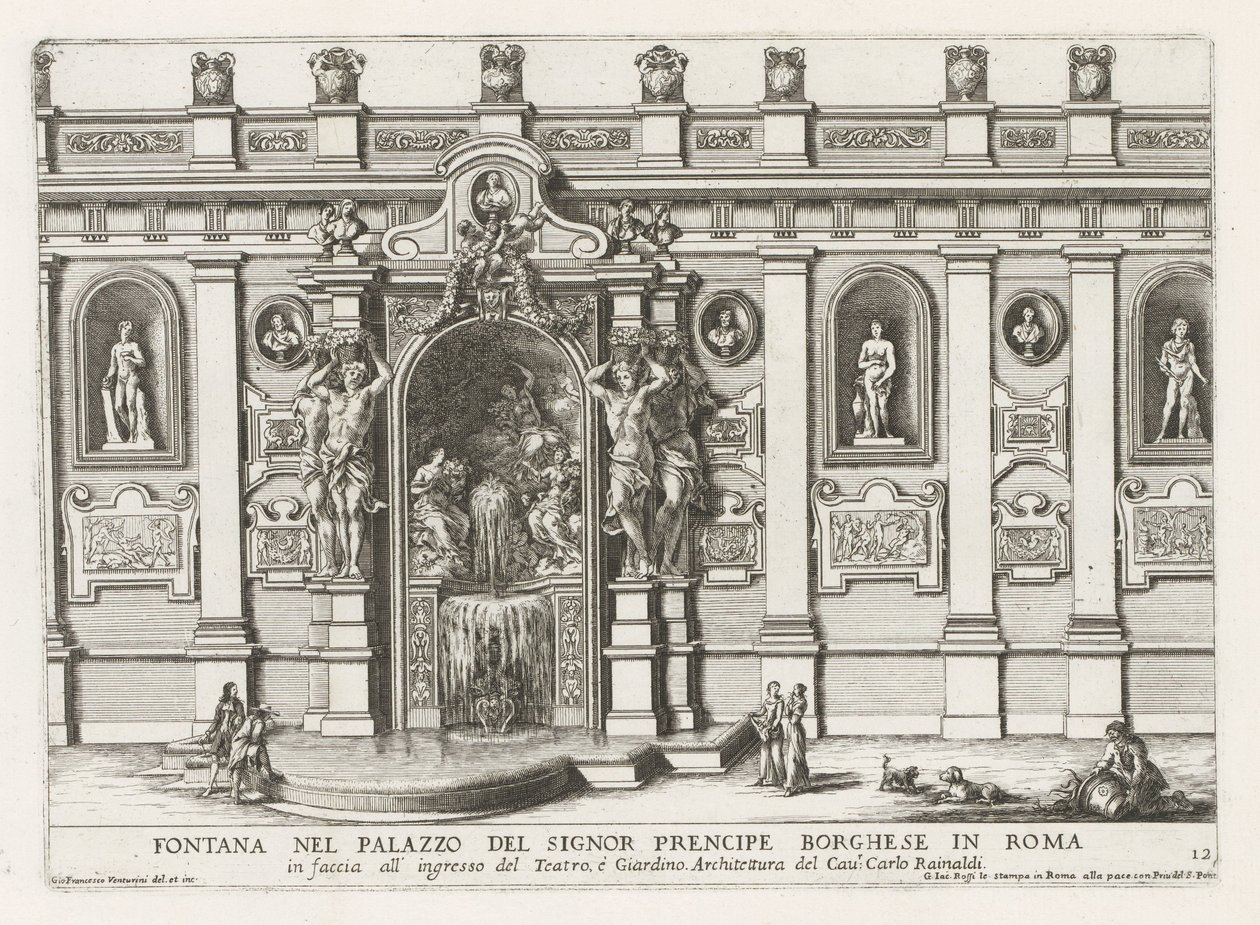 Nymphaeum in de binnenplaats van het Palazzo Borghese te Rome door Giovanni Francesco Venturini
