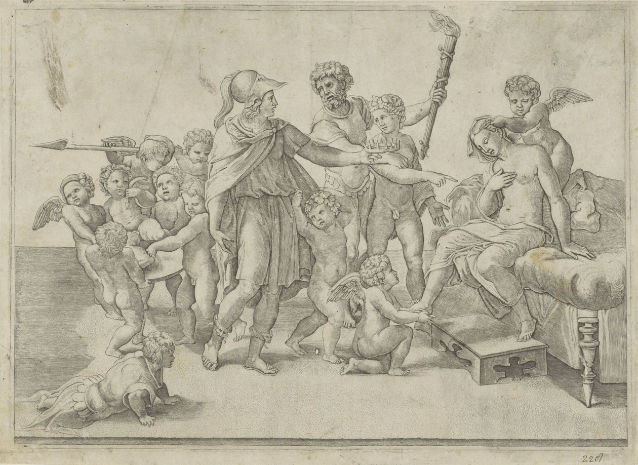 Bruiloft van Alexander en Roxana door Giovanni Jacopo Caraglio (attributed to)