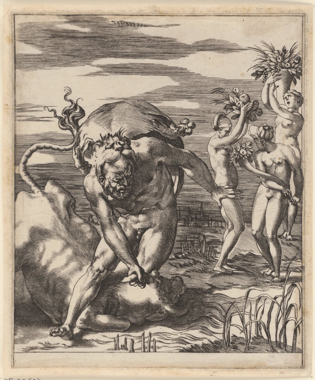 Hercules worstelt met Acheloüs door Giovanni Jacopo Caraglio