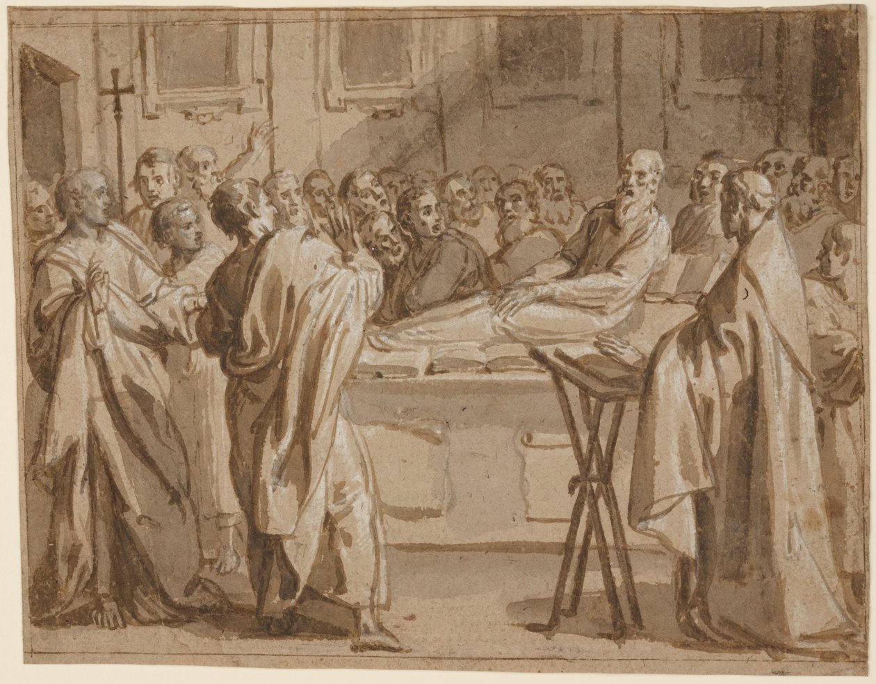 De begrafenis van Raymond Diocrès: een episode uit het verhaal van St. Bruno door Giovanni Lanfranco