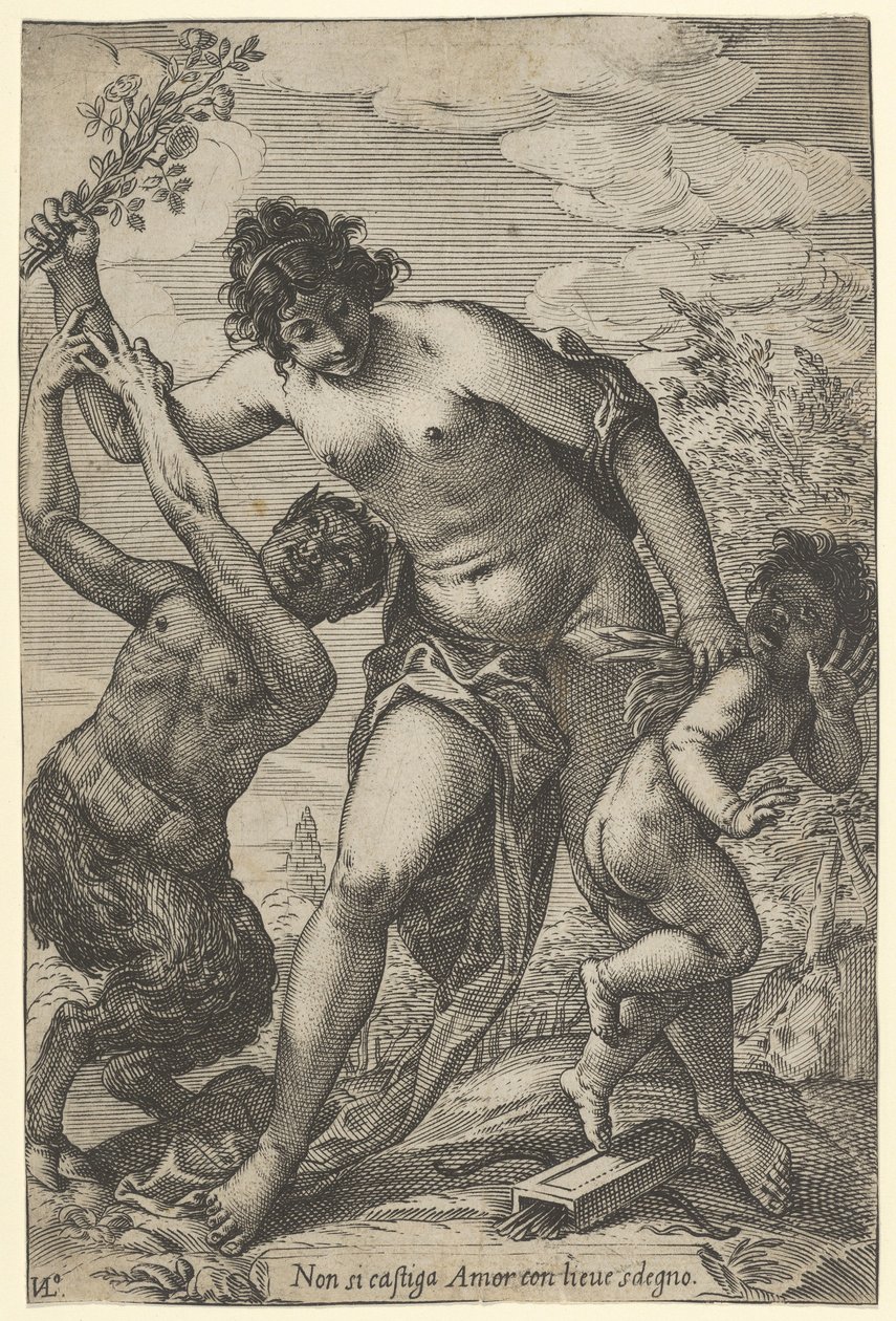 Venus Geselt Cupido met Rozen, begin 17e eeuw door Giovanni Luigi Valesio